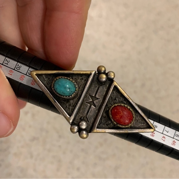 Spell gypsy two lovers brass ring 7 coral turquoise - Picture 8 of 10